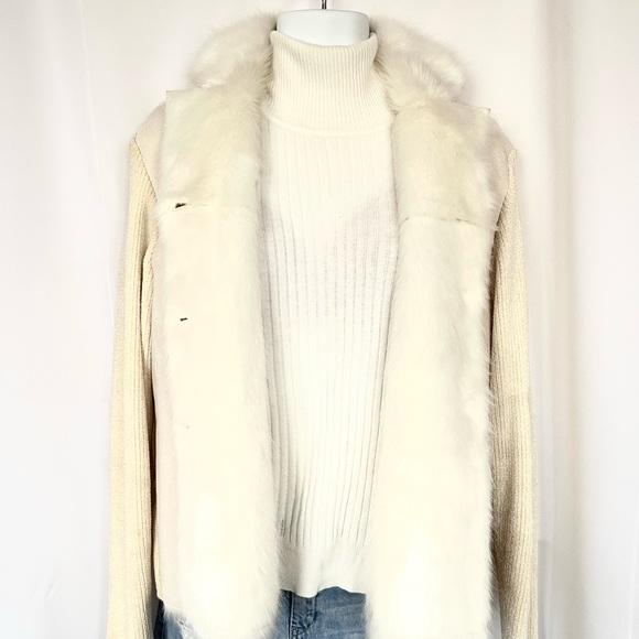LISA INTERNATIONAL FAUX FUR CHENILLE CARDIGAN SWEATER JACKET WINTER WHITE. SzXL - Picture 4 of 11
